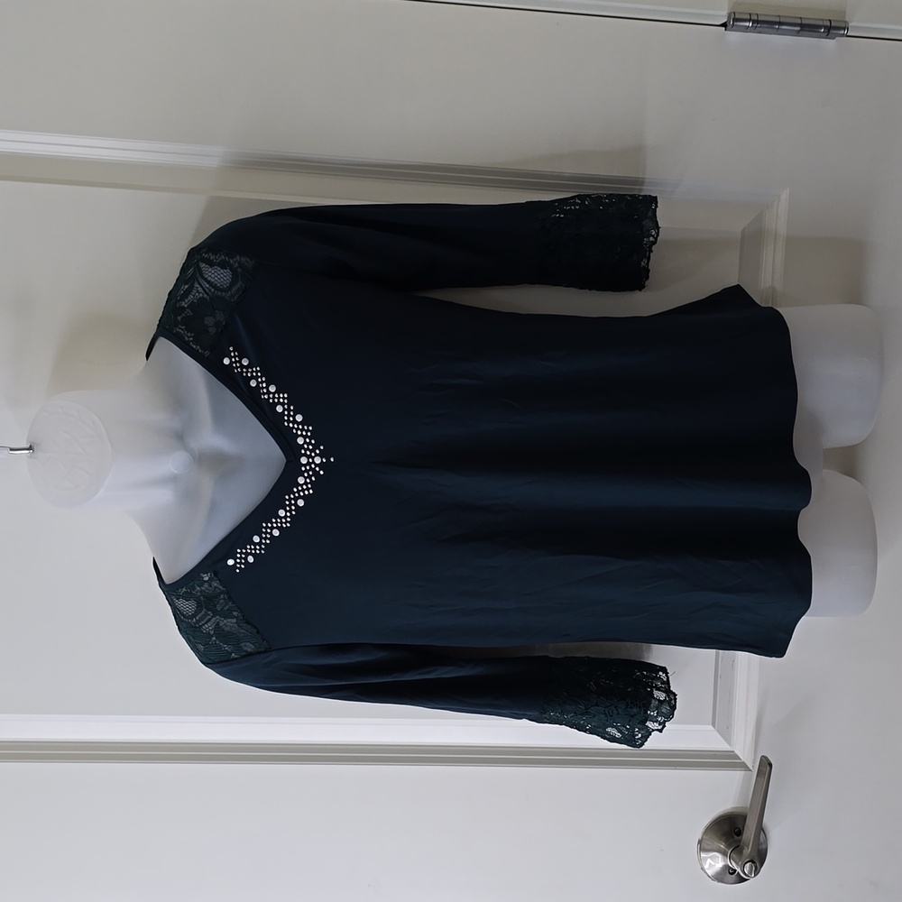 Liz‎ McCoy Blouse  Dark Green Size Small